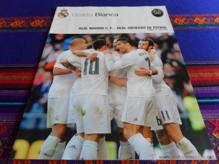 Coleccionismo deportivo: GRADA BLANCA REAL MADRID REAL SOCIEDAD JORNADA 17. 30-12-15. P&Oacute;STER KEYLOR NAVAS. BE.