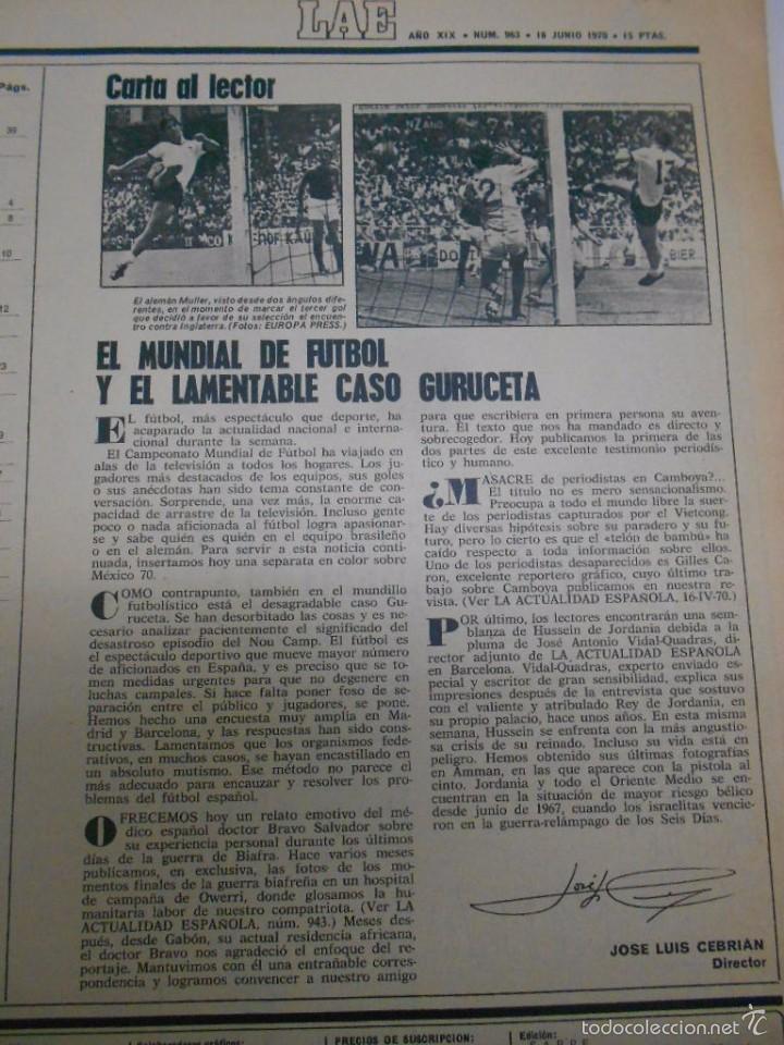 Coleccionismo deportivo: FUTBOL: REVISTA ACTUALIDAD ESPAÑOLA 1970: ALBUM DEL MUNDIAL, EL CASO GURUCETA - 82 PAGINAS .27X34 - Foto 2 - 59528707