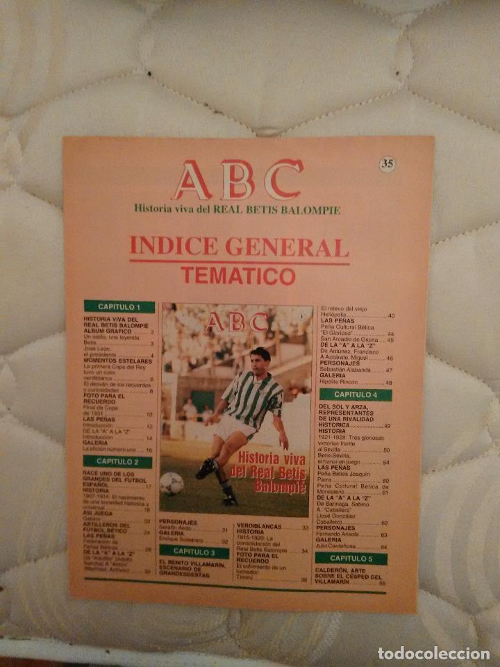 Coleccionismo deportivo: La historia del Betis en fasc&iacute;culos antiguos publicados por Abc. Fasc&iacute;culo n&uacute;mero 35: &iacute;ndice general