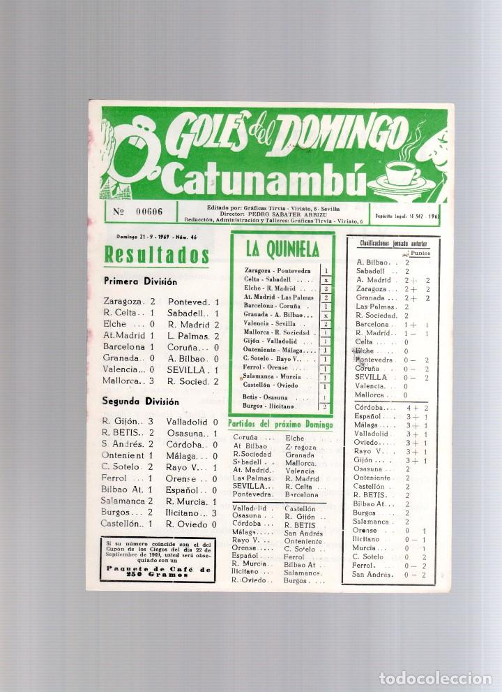 Sports collectibles: GOLES DEL DOMINGO CAFES CATUNAMBU TEMPORADA 69 70 BETIS Y SEVILLA