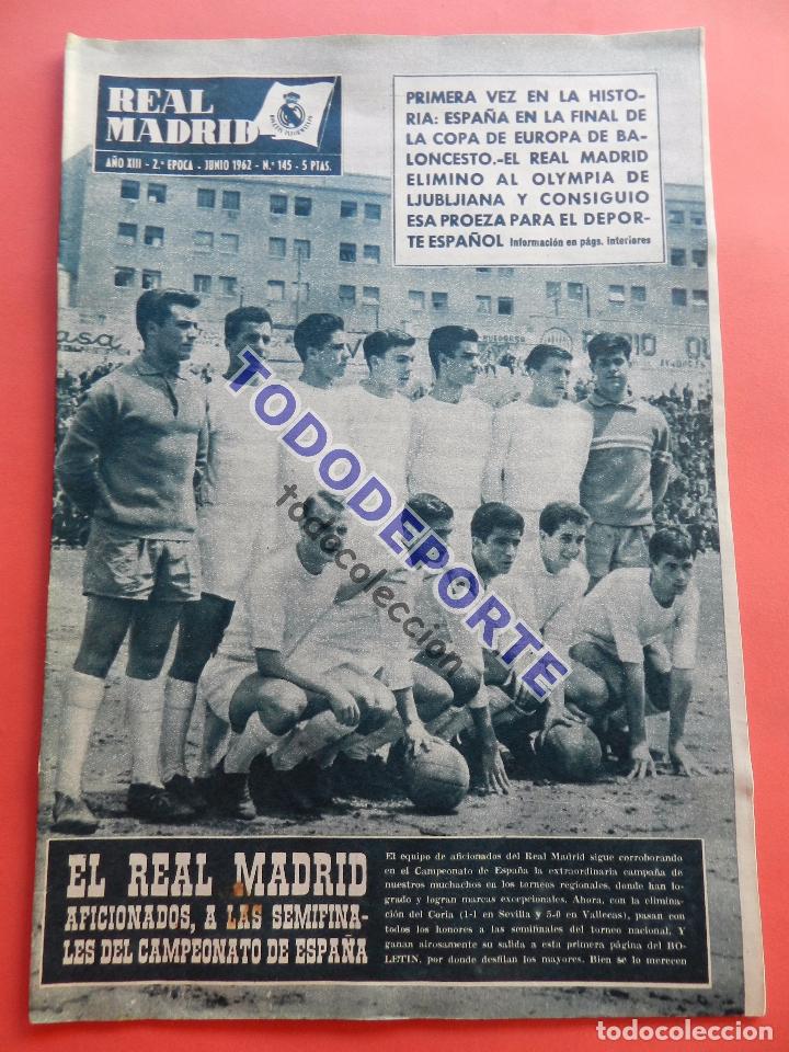 Coleccionismo deportivo: BOLETIN REVISTA OFICIAL REAL MADRID 1962 N&ordm; 145 BENFICA CAMPEON COPA DE EUROPA 61/62 - BASKET FINAL