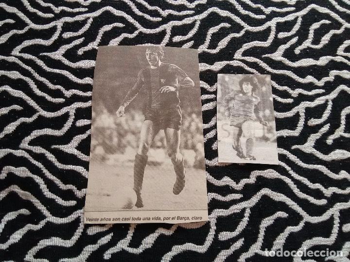 Coleccionismo deportivo: LOTE 2 ANTIGUOS RECORTES DE PRENSA CRACKS DEL BAR&Ccedil;A: CRUYFF Y MARADONA (F.C.BARCELONA, BAR&Ccedil;A)