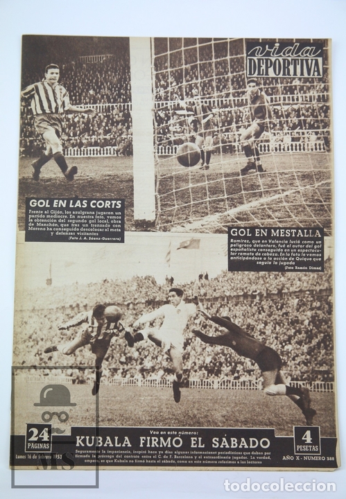 Coleccionismo deportivo: Publicaci&oacute;n / Revista de F&uacute;tbol - Vida Deportiva - 1953, N&ordm; 388 - Kubala Firm&oacute; El S&aacute;bado