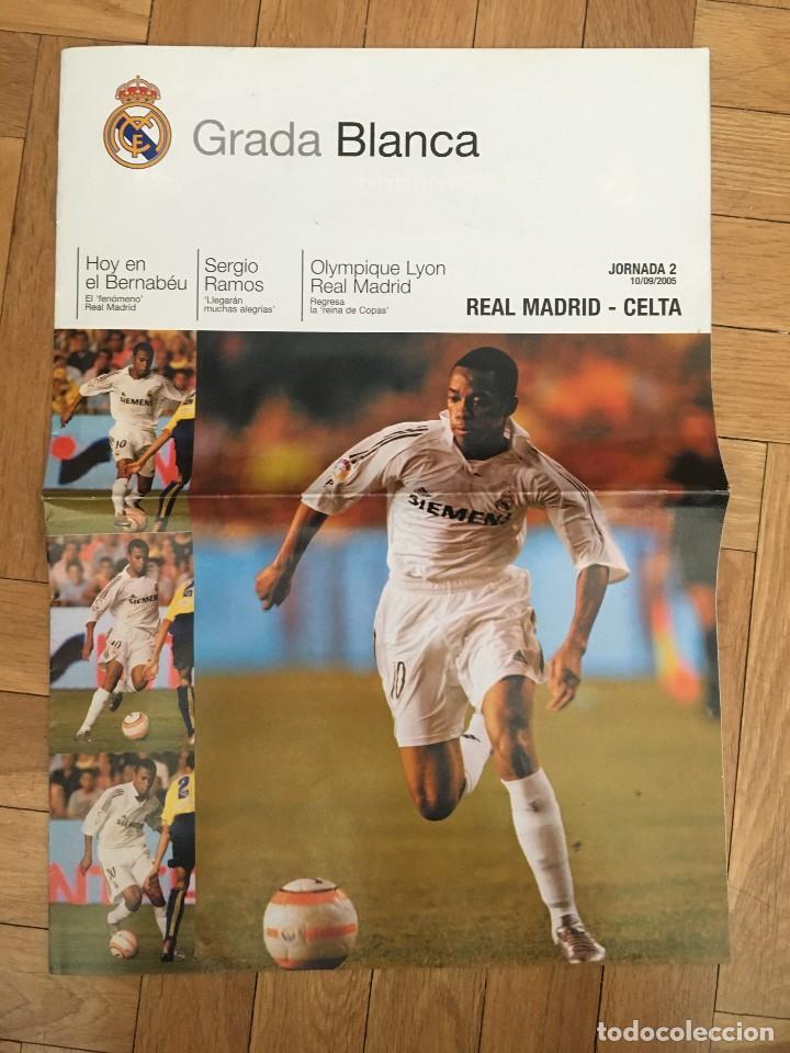 Coleccionismo deportivo: RP PROGRAMA OFICIAL REAL MADRID GRADA BLANCA CELTA 2005 2006 POSTER ROBINHO SERGIO RAMOS BAPTISTA