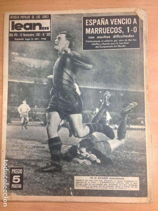 Coleccionismo deportivo: REVISTA DEPORTIVA LEAN N&ordm; 329 NOVIEMBRE 1961 FUTBOL ESPA&Ntilde;A-MARRUECOS BARCELONA-ORGRYTE