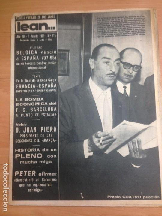 Coleccionismo deportivo: REVISTA DEPORTIVA LEAN N&ordm;315 AGOSTO 1961 TENIS FRANCIA - ESPA&Ntilde;A