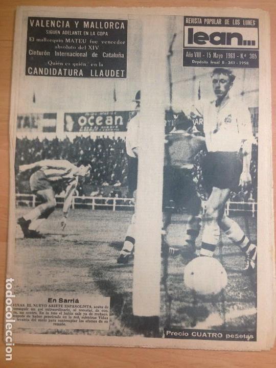Coleccionismo deportivo: REVISTA DEPORTIVA LEAN N&ordm; 305 MAYO 1961 PARTIDO COPA REY VALENCIA-CASTELLON SESTAO-MALLORCA