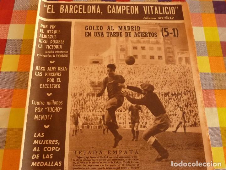 Coleccionismo deportivo: REVISTA FUTBOL(23-2-54)!!! F.C.BARCELONA 5 REAL MADRID 1 !!!! REAL MADRID GOLEADO POR EL BAR&Ccedil;A !!!