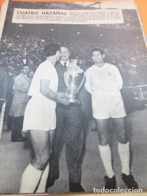 Coleccionismo deportivo: ARTICULO 1959 - CUARTA COPA DE EUROPA REAL MADRID BERNABEU GENTO ZARRAGA F. C. BARCELONA - 3 PAGINAS