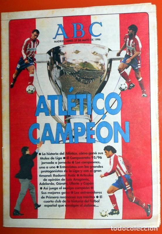 Coleccionismo deportivo: SUPLEMENTO ESPECIAL DIARIO ABC F&Uacute;TBOL ATL&Eacute;TICO de MADRID - CAMPE&Oacute;N LIGA COPA 1996 POSTER CARICATURAS