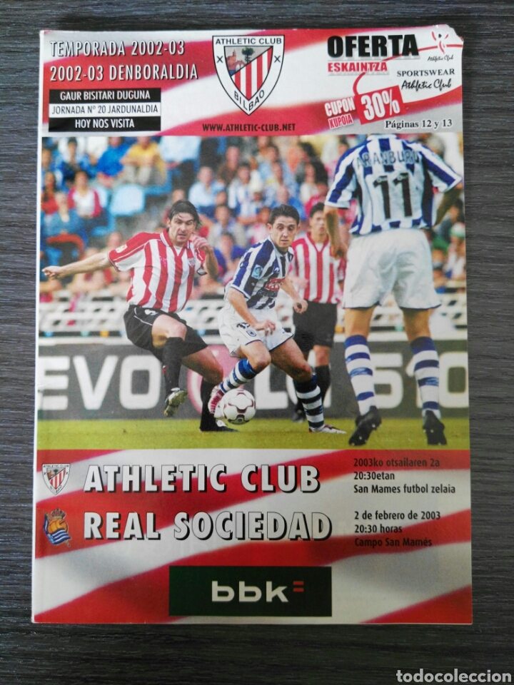 Coleccionismo deportivo: ATHLETIC CLUB-REAL SOCIEDAD - PROGRAMA TEMP 2002/2003 - JORNADA 20 LIGA