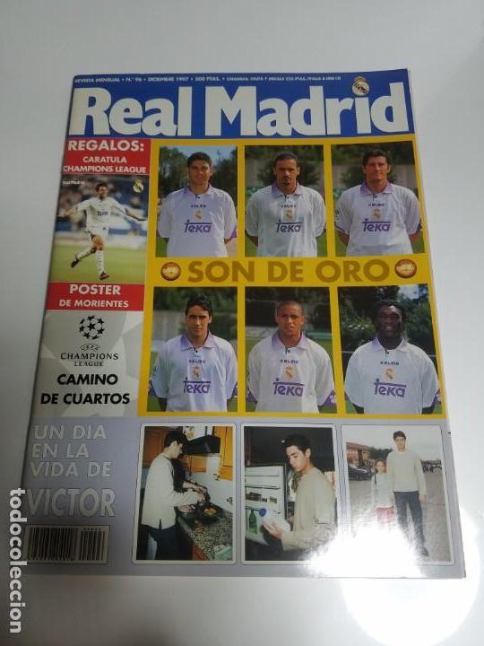 Sports collectibles: REVISTA OFICIAL REAL MADRID N&ordm; 96 1997 POSTER MORIENTES-SANCHIS-BALON ORO-VICTOR SANCHEZ