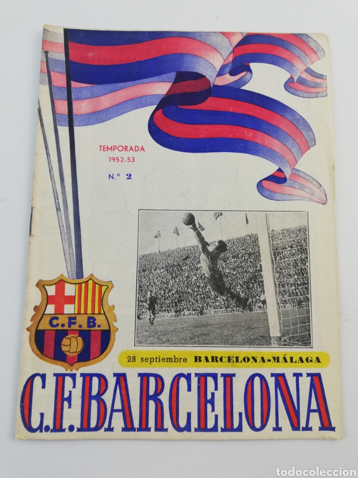 Collezionismo sportivo: PROGRAMA OFICIAL FC BARCELONA MALAGA CD LIGA 1952-53 52-53 28 SEPTIEMBRE 1952 BAR&Ccedil;A FUTBOL NUMERO 2.