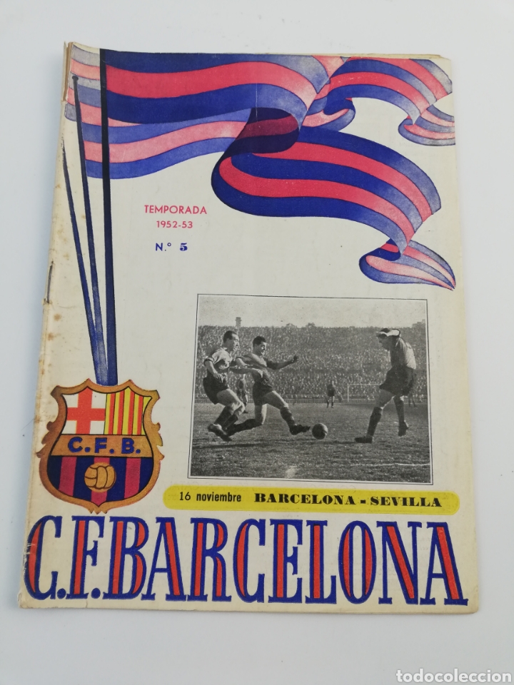 Collezionismo sportivo: PROGRAMA OFICIAL FC BARCELONA SEVILLA CF, LIGA 1952-53, NUMERO 5, 16 NOVIEMBRE, BAR&Ccedil;A FUTBOL PARTIDO