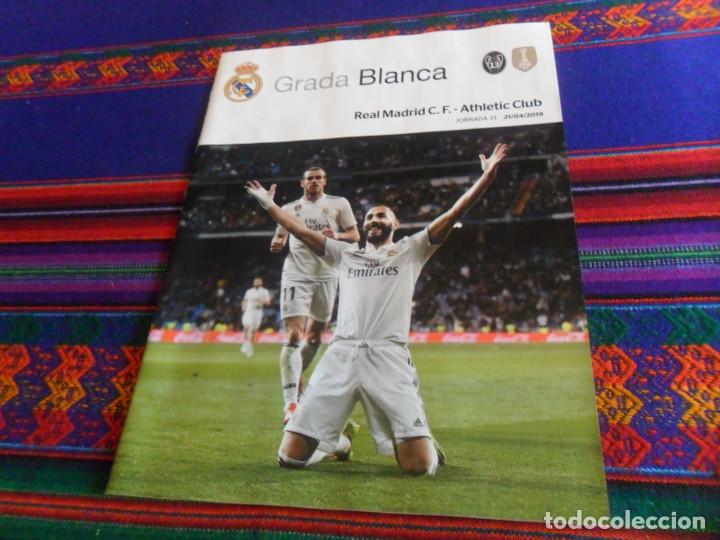 Coleccionismo deportivo: GRADA BLANCA REAL MADRID ATHLETIC CLUB DE BILBAO. JORNADA 33. 21-4-19. P&Oacute;STER MARCO ASENSIO. MBE.