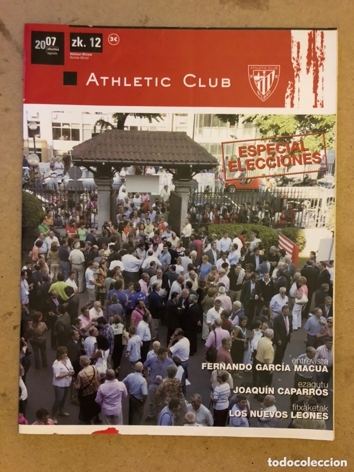 Collezionismo sportivo: ATHLETIC CLUB REVISTA OFICIAL N&deg; 12 (AGOSTO 2007). ESPECIAL ELECCIONES, FERNANDO GARC&Iacute;A MACUA, CAPAR