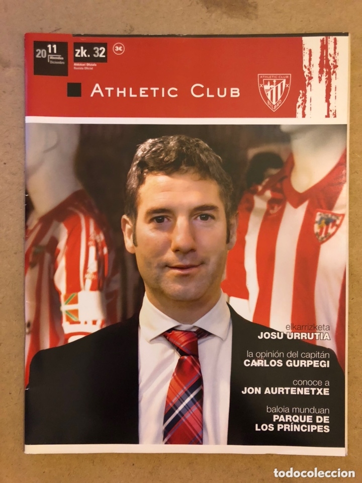 Collezionismo sportivo: ATHLETIC CLUB REVISTA OFICIAL N&deg; 32 (DICIEMBRE 2011). JOSU URRUTIA, GURPEGI, AURTENETXE, AMOREBIETA,