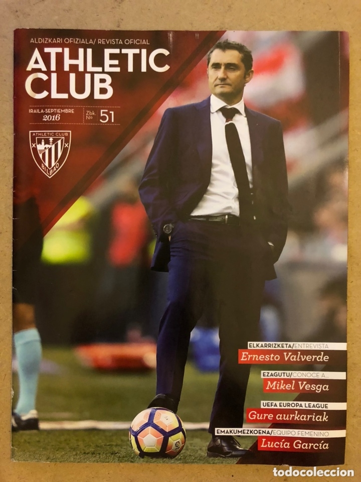 Collezionismo sportivo: ATHLETIC CLUB REVISTA OFICIAL N&deg; 51 (SEPTIEMBRE 2016). ERNESTO VALVERDE, PEDRO AURTENETXE