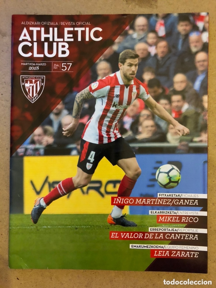 Collezionismo sportivo: ATHLETIC CLUB REVISTA OFICIAL N&deg; 57 (MARZO 2018). I&Ntilde;IGO MART&Iacute;NEZ, GANEA, MIKEL RICO, LE&Iacute;A ZARATE,...