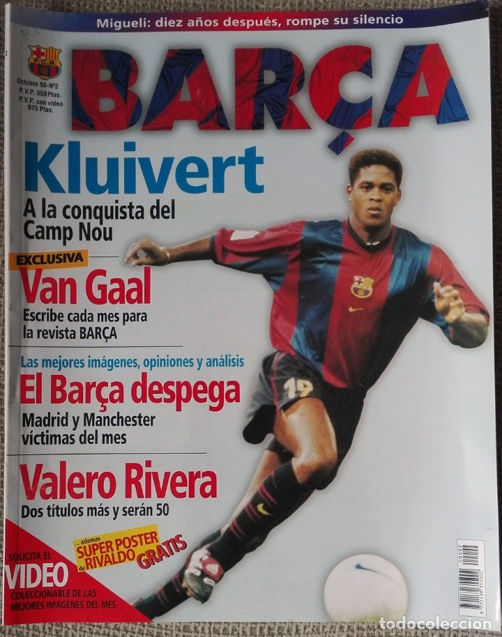 Coleccionismo deportivo: Revista Bar&ccedil;a con Patrick Kluivert - Foto 1