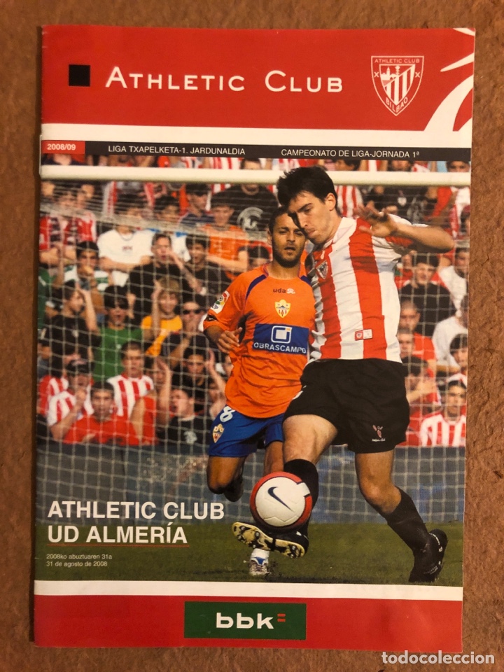 Collezionismo sportivo: ATHLETIC CLUB BILBAO 1-3 UD ALMERIA. PROGRAMA OFICIAL PARTIDO JORNADA 1, TEMPORADA 2008/09.