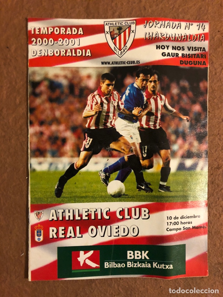 Collezionismo sportivo: ATHLETIC CLUB DE BILBAO 4-0 REAL OVIEDO. PROGRAMA OFICIAL PARTIDO JORNADA 14, TEMPORADA 2000/01.