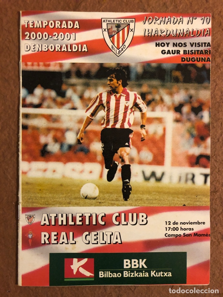 Collezionismo sportivo: ATHLETIC CLUB DE BILBAO 2-1 REAL CELTA DE VIGO. PROGRAMA OFICIAL PARTIDO JORNADA 10, TEMPORADA 00/01