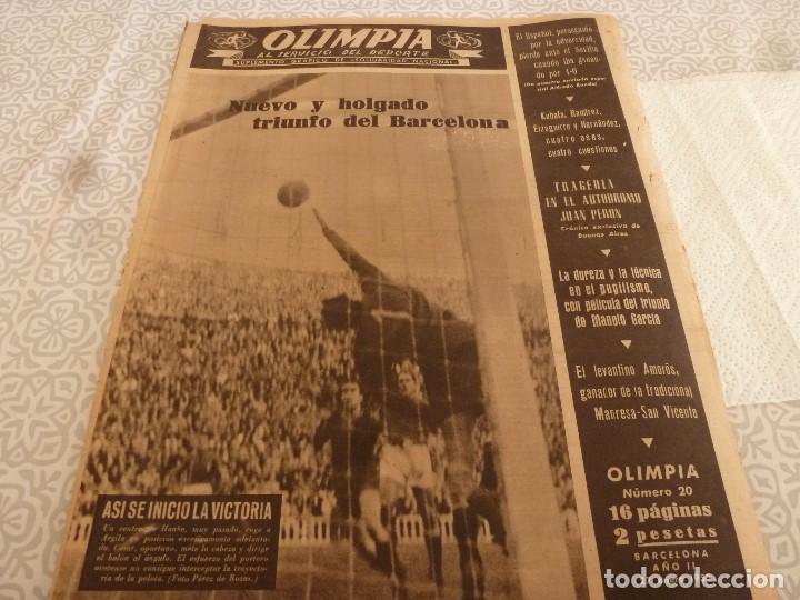 Collezionismo sportivo: (LLL)OLIMPIA N&ordm;: 20(27-1-53)BAR&Ccedil;A CAPIT.9,FIGURA:BASORA,HERNANDEZ(BASKET)BAR&Ccedil;A Y ESPA&Ntilde;OL