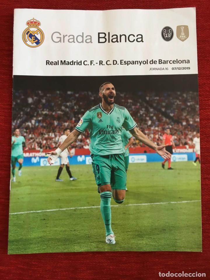 Coleccionismo deportivo: REVISTA PROGRAMA OFICIAL GRADA BLANCA REAL MADRID ESPANYOL LIGA 2019 2020 POSTER SERGIO RAMOS