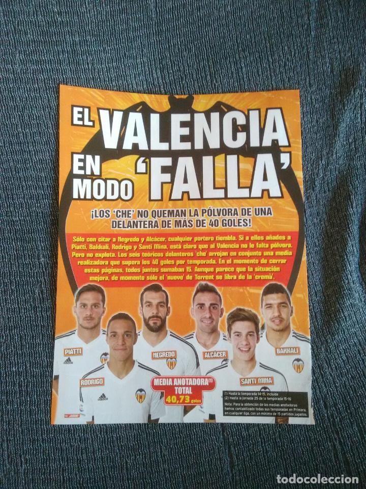 Coleccionismo deportivo: VALENCIA MODO FALLA: PIATTI RODRIGO NEGREDO ALC&Aacute;CER BAKKALI SANTI MINA REPORTAJE 1 P&Aacute;G REVISTA JUG&Oacute;N