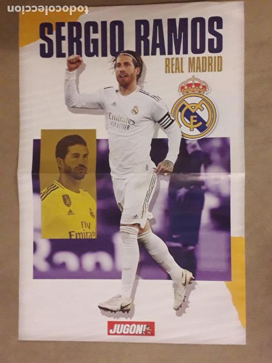 Coleccionismo deportivo: P&Oacute;STER CENTRAL REVISTA JUG&Oacute;N. SERGIO RAMOS, REAL MADRID / ALINEACI&Oacute;N ATLETICO MADRID 2019-20