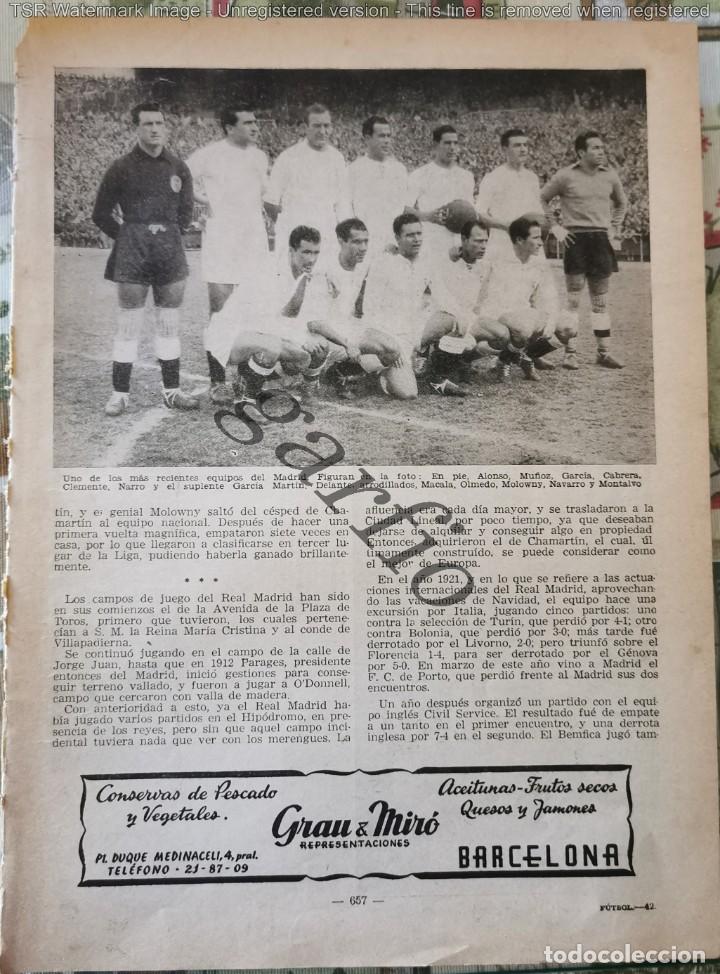 Sports collectibles: ALINEACION REAL MADRID,PRINCIPIOS A&Ntilde;OS 50,195X265MM, HOJA DE PUBLICACION