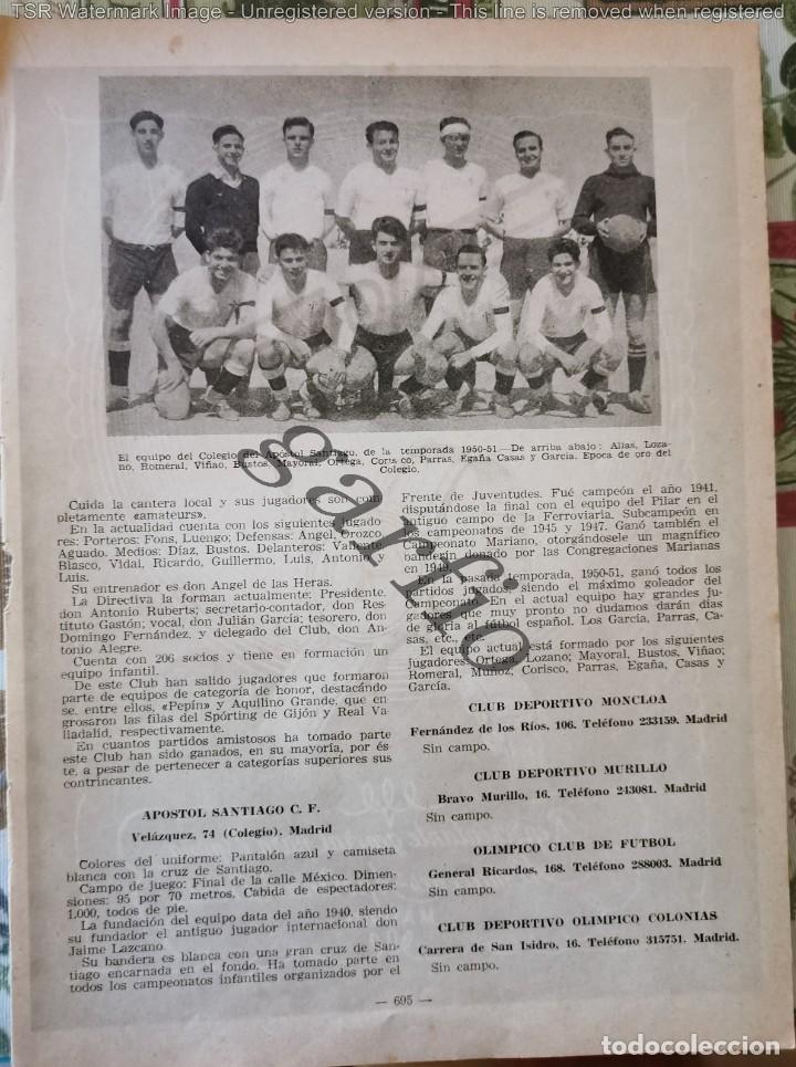 Coleccionismo deportivo: ALINEACION COLEGIO APOSTOL SANTIAGO, MADRID,PRINCIPIOS A&Ntilde;OS 50,195X265MM, HOJA DE PUBLICACION
