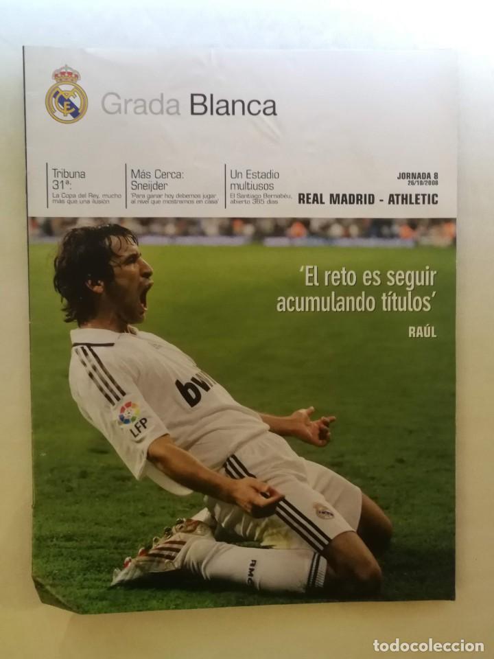 Coleccionismo deportivo: ANTIGUA REVISTA GRADA BLANCA DEL REAL MADRID - ATHLETIC - JORNADA 8 DE LA LIGA 2008 2009 - POSTER DE
