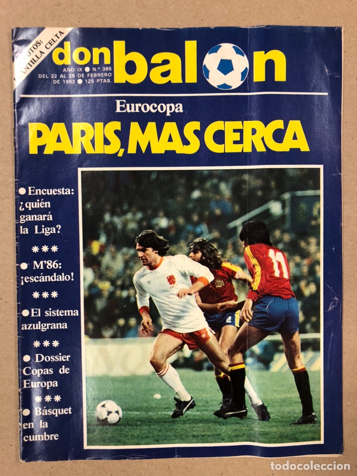 Colecionismo desportivo: DON BAL&Oacute;N N&deg; 385 (1983). CON CROMO FOTOS PLANTILLA CELTA VIGO,, EUROCOPA DE FRANCIA,