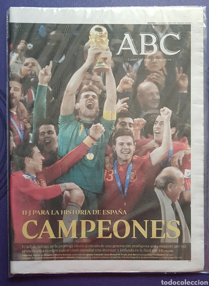 Coleccionismo deportivo: ABC final Espa&ntilde;a mundial 2010