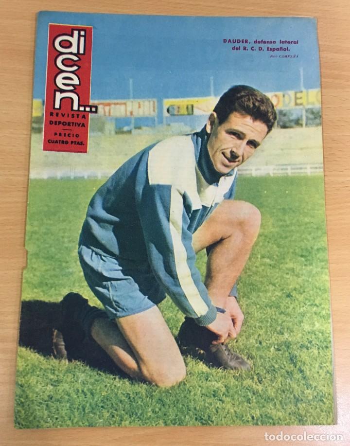 Coleccionismo deportivo: REVISTA DICEN A&Ntilde;O IX n&ordm; 382 (25 MARZO 1960) - DAUDER, DEFENSA DEL RCD ESPA&Ntilde;OL