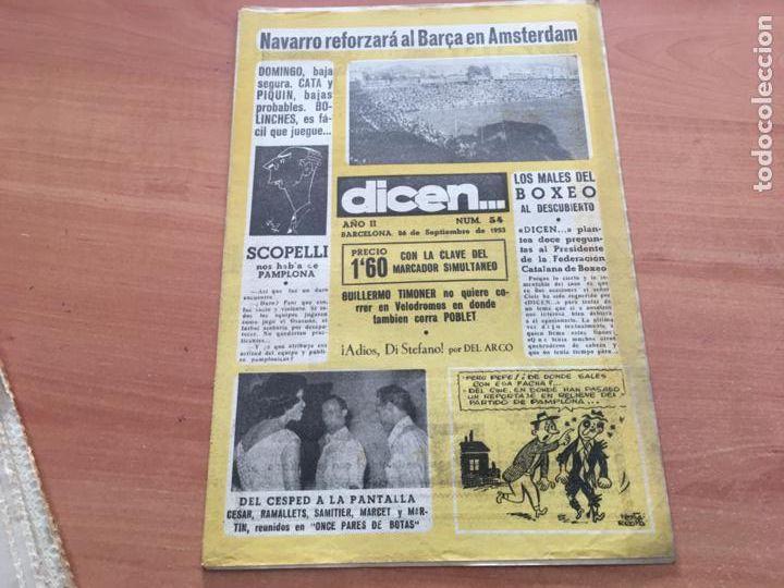 Coleccionismo deportivo: DICEN N&ordm; 54, 26 SEPTIEMBRE 1953 BAR&Ccedil;A A AMSTERDAM GUILLERMO TIMONER, MALES BOXEO (COIB159)