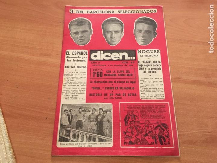 Coleccionismo deportivo: DICEN N&ordm; 55 3 OCTUBRE 1953 BAR&Ccedil;A 3 SELECCIONADOS MALES BOXEO (COIB159)