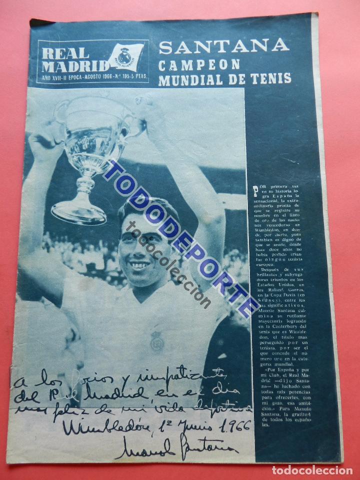Colecionismo desportivo: BOLETIN REVISTA OFICIAL REAL MADRID 1966 N&ordm; 195 MANOLO SANTANA CAMPEON WIMBLEDO - AFICIONADOS GROSSO