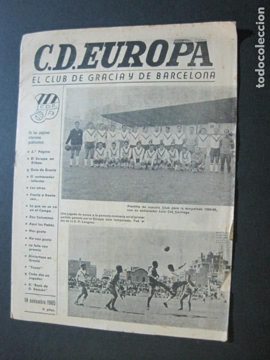 Coleccionismo deportivo: C.D. EUROPA-CLUB DE GRACIA Y BARCELONA-NOVIEMBRE 1965-REVISTA FUTBOL-VER FOTOS-(V-22.399)