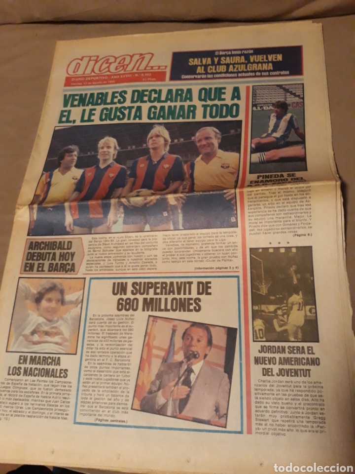 Coleccionismo deportivo: DIARIO DEPORTIVO DICEN N&deg; 6103 .AGOSTO DE 1984 .DEBUT DE ARCHIBALD.