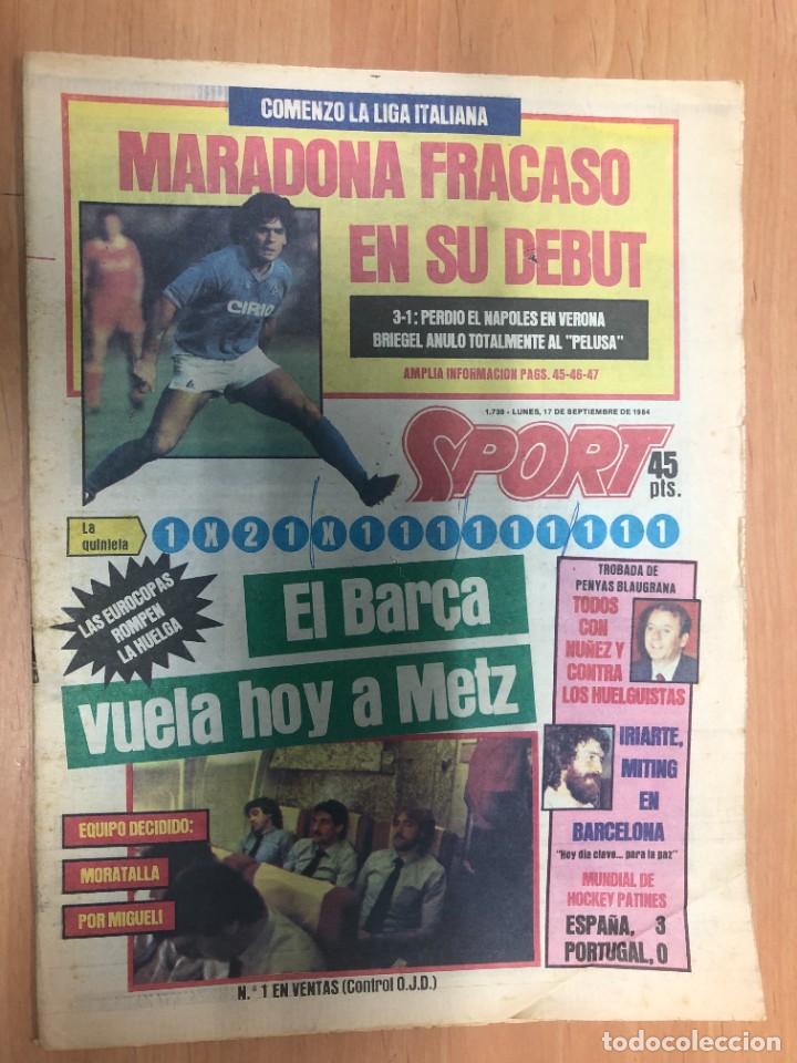 Coleccionismo deportivo: REVISTA SPORT DEBUT DE MARADONA EN EL NAPOLES 17 SEPTIEMBRE DE 1984
