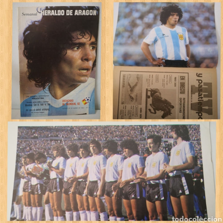Coleccionismo deportivo: POSTER MARADONA. HERALDO DE ARAGON, 1982. DEDICADO AL MUNDIAL ESPA&Ntilde;A 82