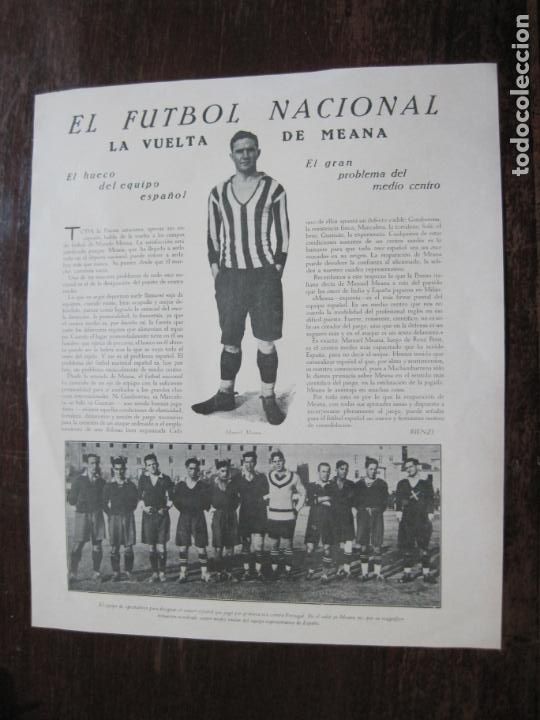 Coleccionismo deportivo: MEANA-SPORTING DE GIJON-EQUIPO NACIONAL-ZAMORA-RECORTE DE PUBLICACION ANTIGUA-VER FOTOS-(K-1742)