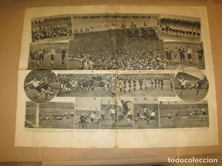 Coleccionismo deportivo: ALEMANIA VS ESPA&Ntilde;A-2 PAGINAS DE PERIODICO CON FOTOS-BANDERAS NAZIS-15 MAYO 1935-VER FOTOS-(V-22.536)