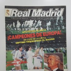 Collectionnisme sportif: REVISTA REAL MADRID Nº 421 BOLETIN INFORMATIVO JUNIO 1985. POSTER MIGUEL ANGEL. CAMPEON UEFA. Lote 244923995