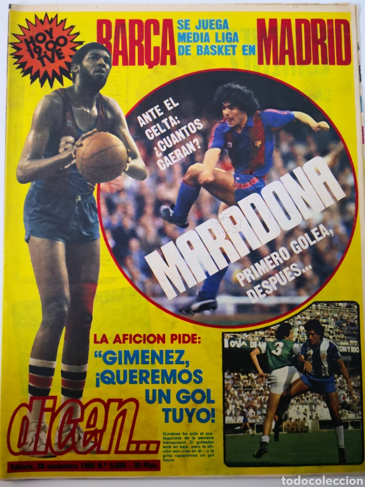 Coleccionismo deportivo: MARADONA EN PORTADA - DIARIO DICEN N&deg;5595. NOV. 1982