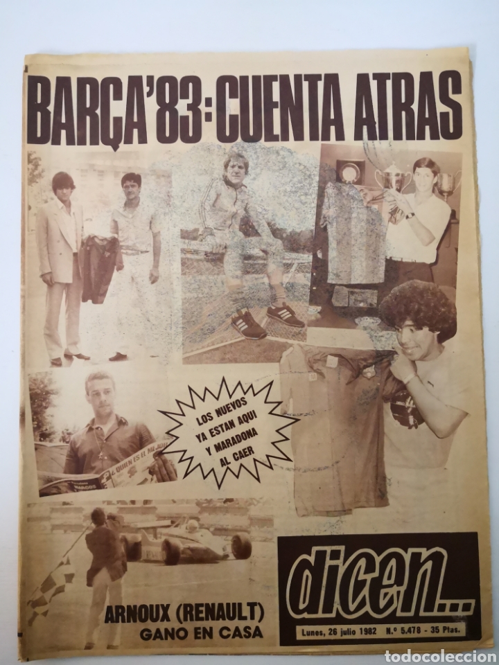 Coleccionismo deportivo: MARADONA CABALGA DE AZULGRANA - DIARIO DICEN N&deg; 5478. JULIO 1982. BAR&Ccedil;A. BARCELONA.