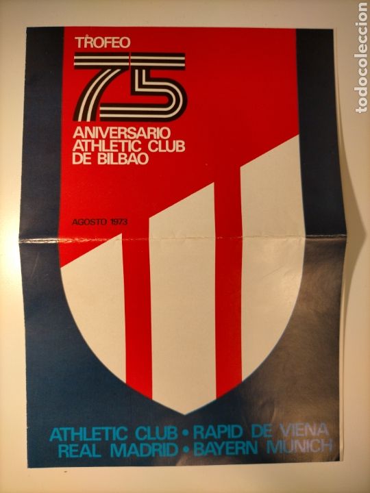 Coleccionismo deportivo: Programa Trofeo 75 Aniversario Athletic Club. Real Madrid, Baryern Munich, Rapid de Viena - 1973